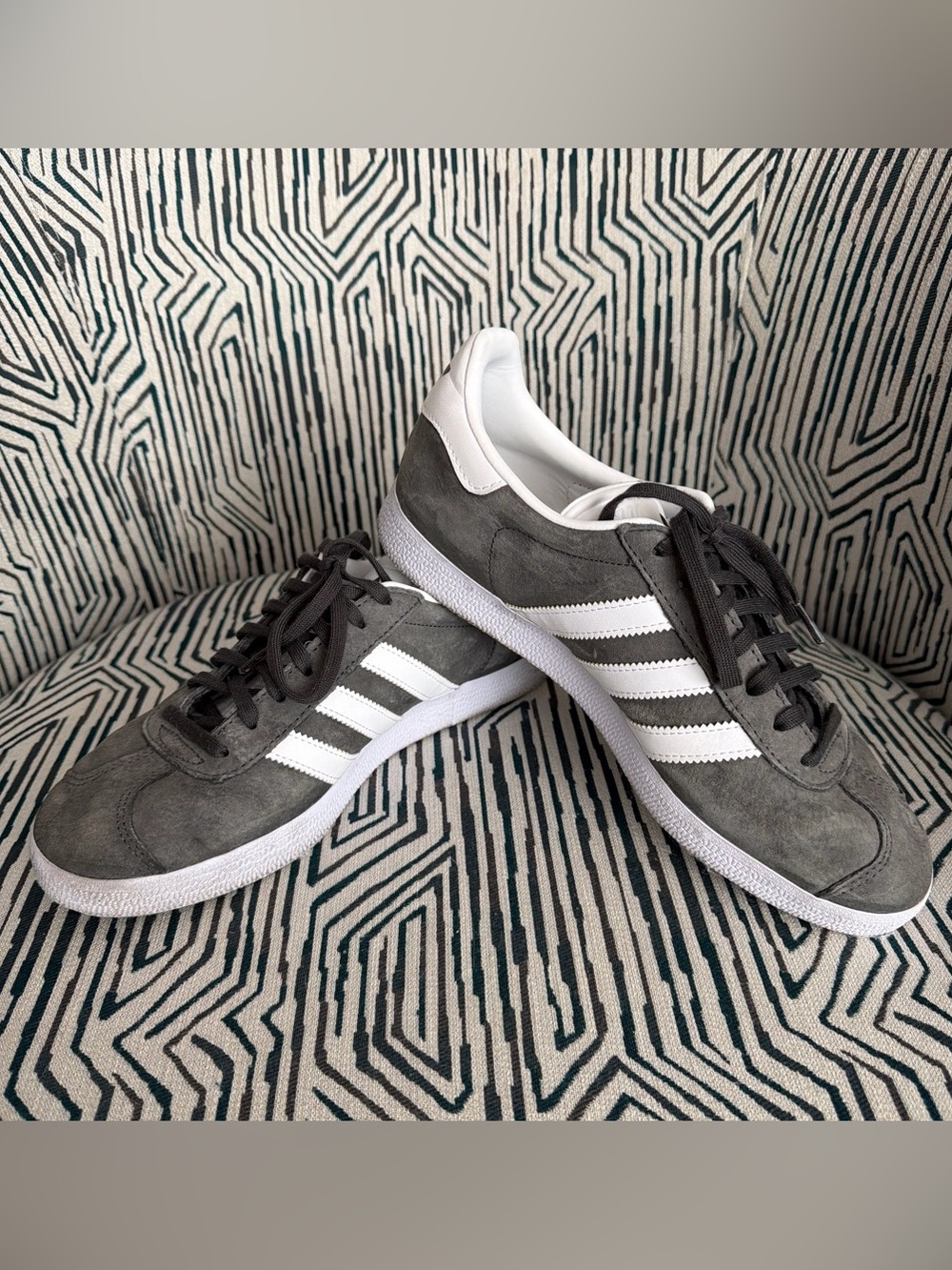 adidas Originals Gray Suede Sneakers with White Stripes